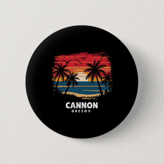 Cannon Beach Oregon Surfboarder Palm Tree Souvenir 6 Cm Round Badge