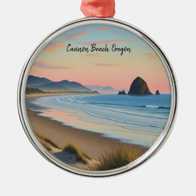 Cannon Beach Oregon Travel Metal Tree Decoration (Front)