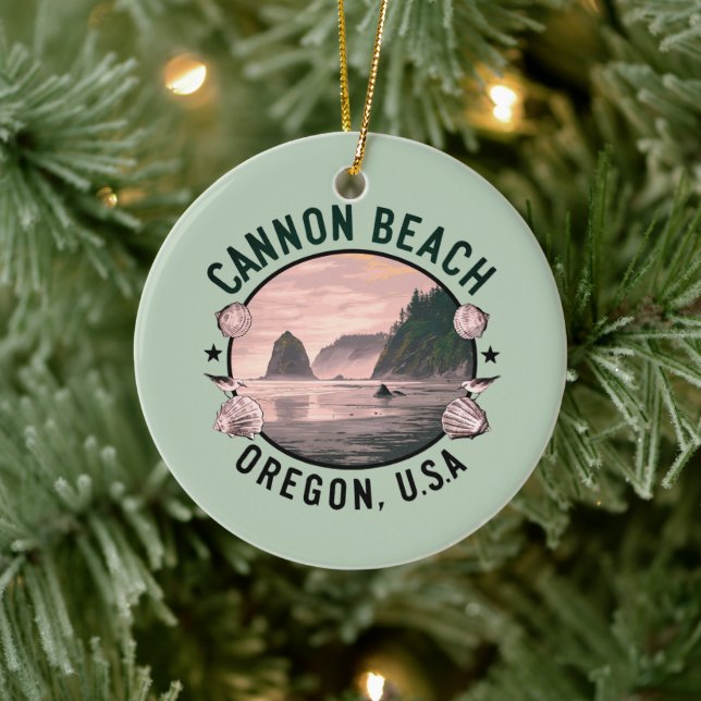 Cannon Beach Retro Vignette Ceramic Tree Decoration (Tree)