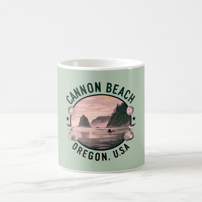 Cannon Beach Retro Vignette Coffee Mug (Center)