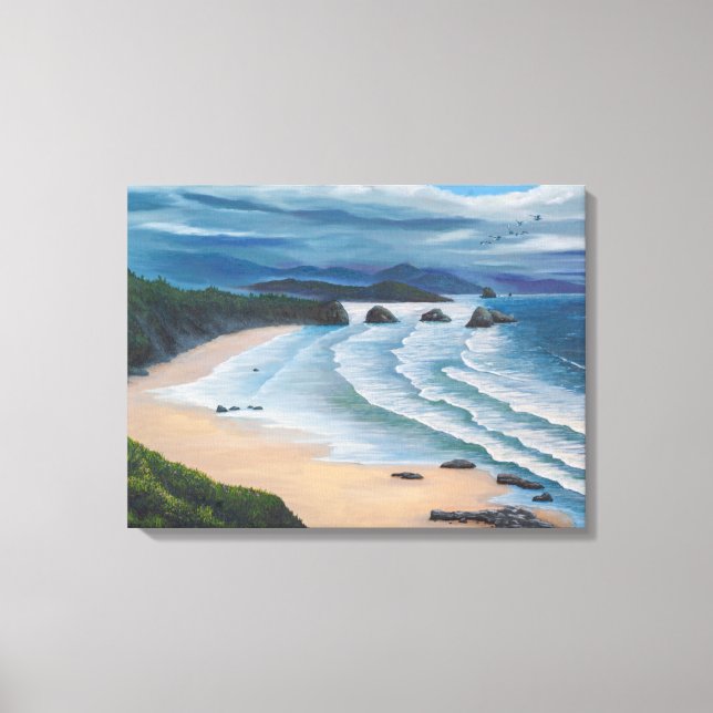 Cannon Beach Seascape Painting Canvas Print (Front)