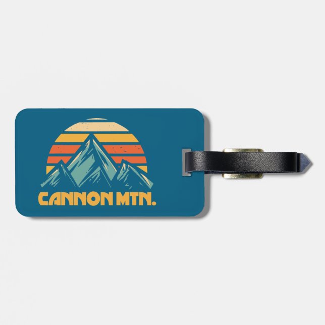 Cannon Mountain New Hampshire Retro Turquoise Luggage Tag (Back Horizontal)