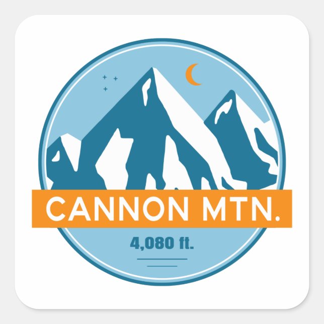 Cannon Mountain New Hampshire Stars Moon Square Sticker (Front)