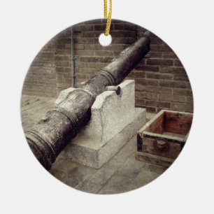 Cannon On Old City Wall Ceramic Tree Decoration