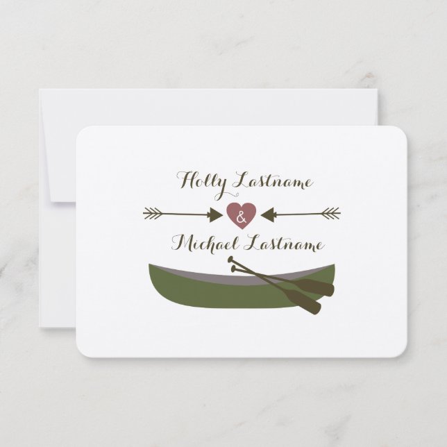 Canoe + Arrows With Heart Wedding R.S.V.P. RSVP Card (Front)