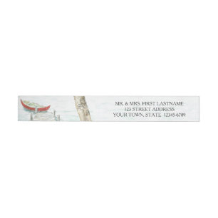 Canoe at the Lake Watercolor Wraparound Address Label