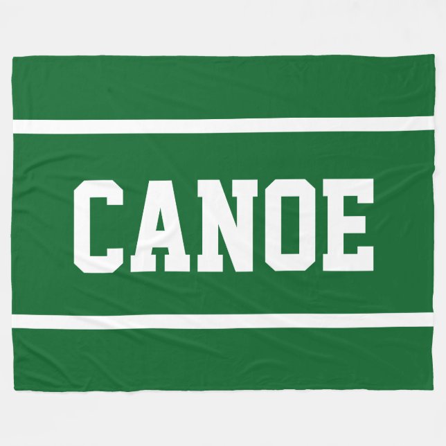CANOE Athletic White Text Stripes On Forest Green Fleece Blanket (Front (Horizontal))