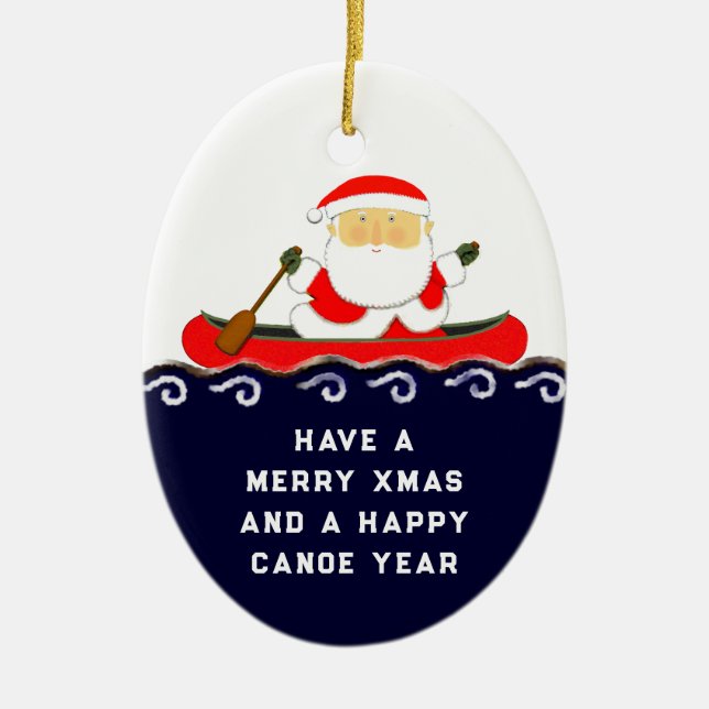 Canoe Camping Christmas Collectable Ceramic Tree Decoration (Front)