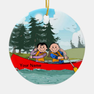 Canoe Couple Ceramic Tree Decoration