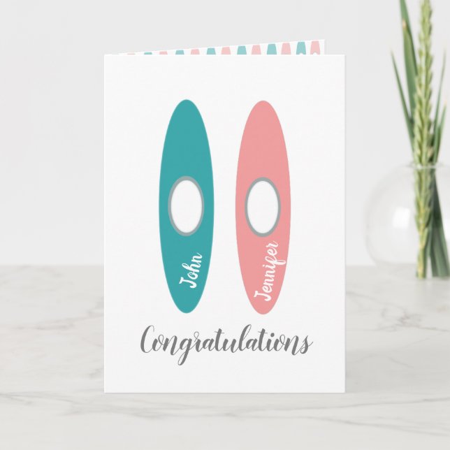 Canoe couple wedding/ anniversary congratulations card (Front)