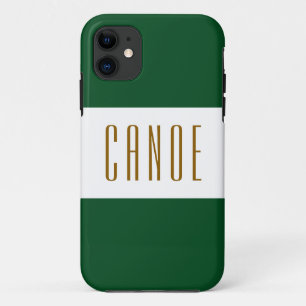 CANOE Fun Sporty Dark Camp Green White Stripes iPhone 11 Case