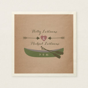 Canoe + Heart With Arrows Rustic Wedding Napkin