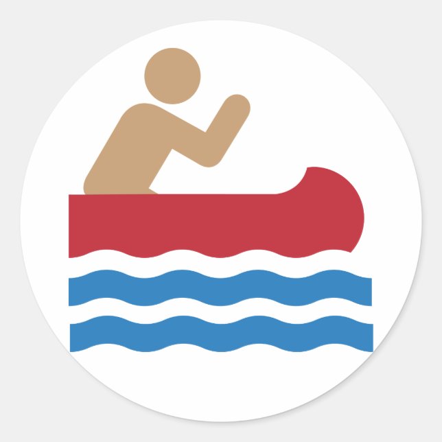 Canoe icon pictograph in colour classic round sticker (Front)