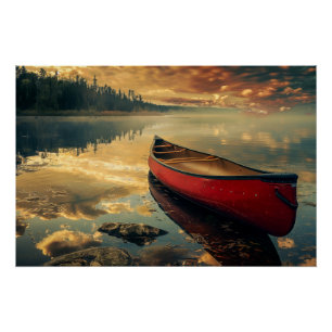 Canoe in a River Poster