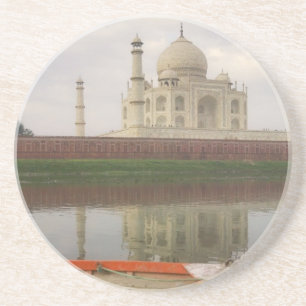 Canoe in water with Taj Mahal, Agra, India Coaster