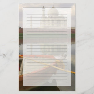 Canoe in water with Taj Mahal, Agra, India Stationery