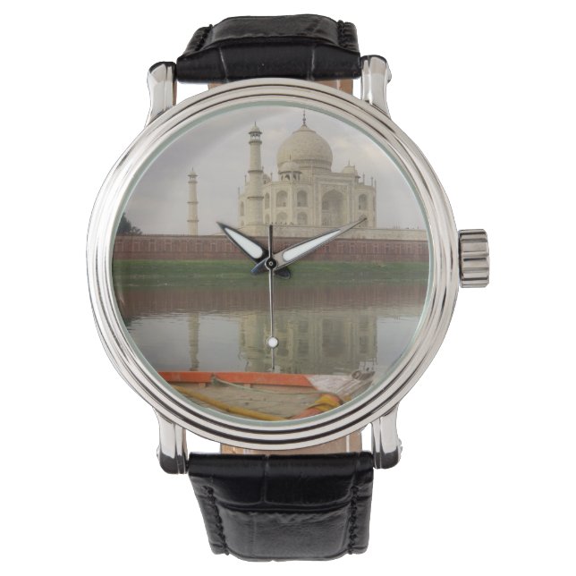 Canoe in water with Taj Mahal, Agra, India Watch (Front)