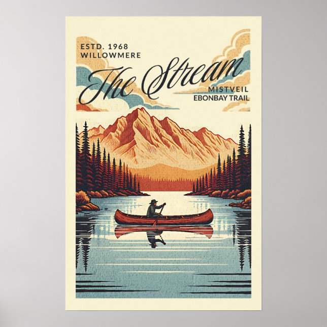Canoe Journey on Tranquil Waters Poster (Front)