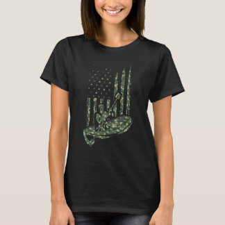 Canoe Kayaker Camouflage Us Flag Outdoor Sport Kay T-Shirt