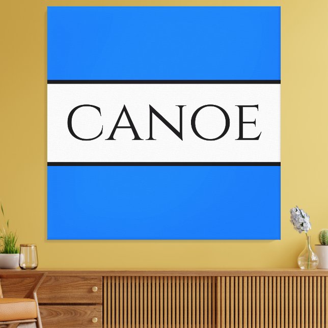CANOE Nautical Bright Blue White Summer Stripes Canvas Print (Insitu(LivingRoom))