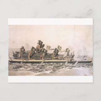 Canoe of the Sandwich Islands. Hawaii. c. 1778 Postcard