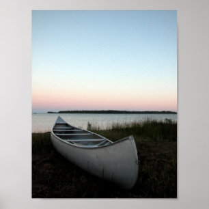 Canoe on Beach at Twilight Poster