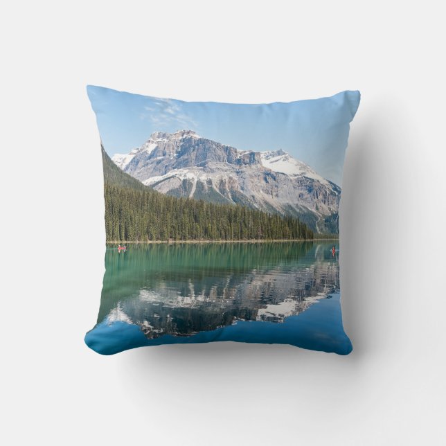Canoe on famous Emerald Lake - Yoho NP, Canada Cushion (Front)