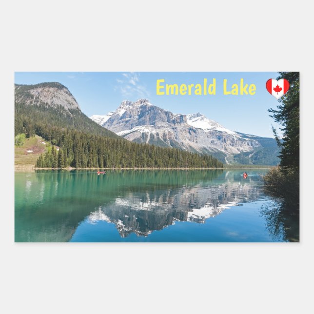 Canoe on famous Emerald Lake - Yoho NP, Canada Rectangular Sticker (Front)
