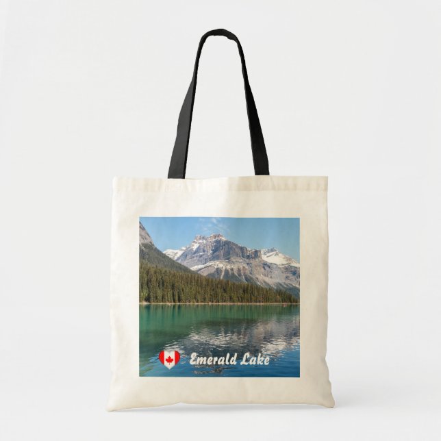 Canoe on famous Emerald Lake - Yoho NP, Canada Tote Bag (Front)