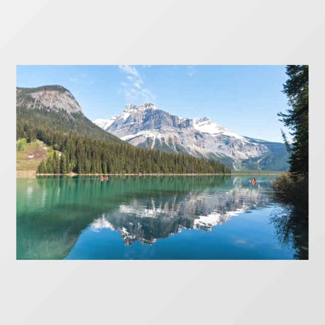 Canoe on famous Emerald Lake - Yoho NP, Canada Window Cling (Sheet)