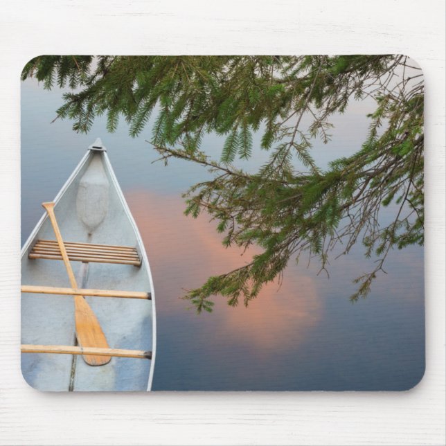 Canoe on lake at sunset, Canada Mouse Mat (Front)