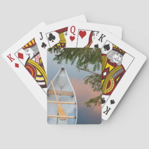 Canoe on lake at sunset, Canada Playing Cards