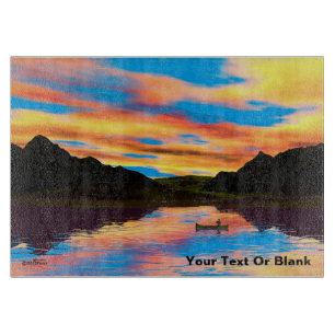 Canoe On Sunset Lake Cutting Board