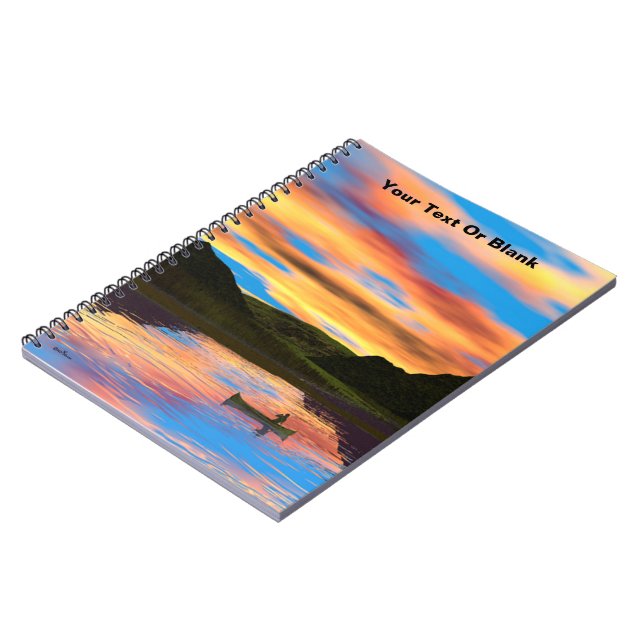 Canoe On Sunset Lake Notebook (Left Side)