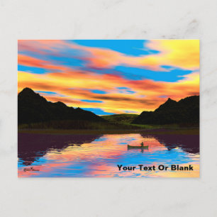 Canoe On Sunset Lake Postcard
