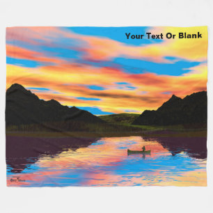 Canoe On Sunset Lake Throw Blanket