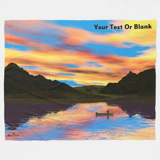Canoe On Sunset Lake Throw Blanket (Front (Horizontal))