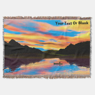 Canoe On Sunset Lake Throw Blanket