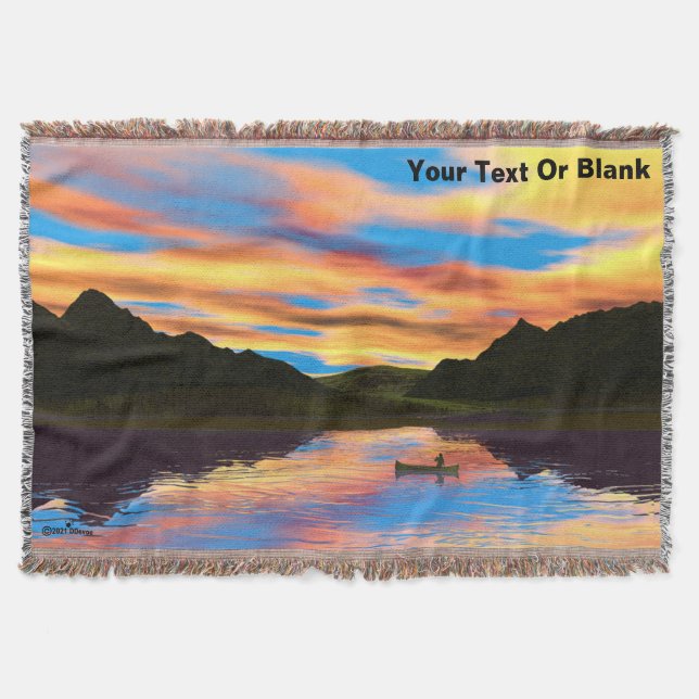 Canoe On Sunset Lake Throw Blanket (Front)