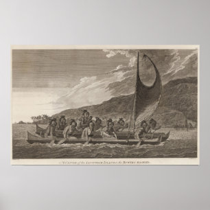 Canoe, Sandwich Islands Poster