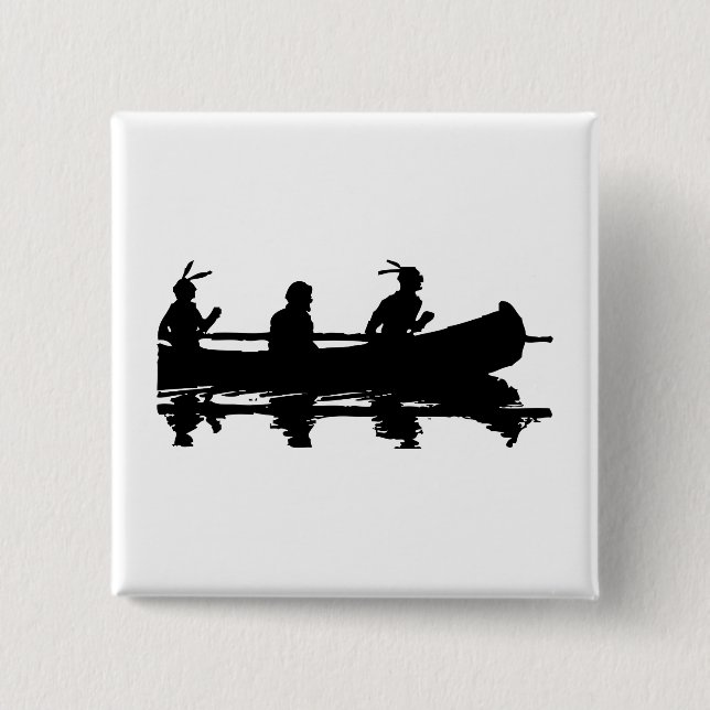 Canoe Silhouette 15 Cm Square Badge (Front)