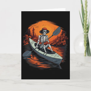 Canoe Skeleton Funny Kayaking Canoeing Halloween K Card