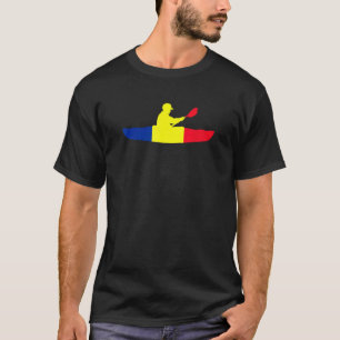 Canoe Slalom Romanian Flag Paddling Canoeing Sport T-Shirt