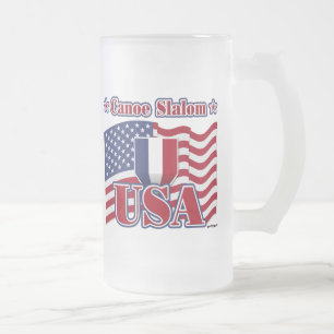 Canoe Slalom USA Frosted Glass Beer Mug