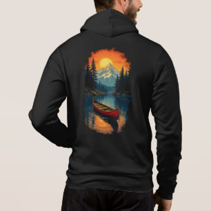 Canoe Splash Adventure – Retro Lake Sunset Hoodie