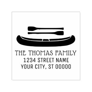 Canoe with Oars Silhouette Name Address Monogram Self-inking Stamp