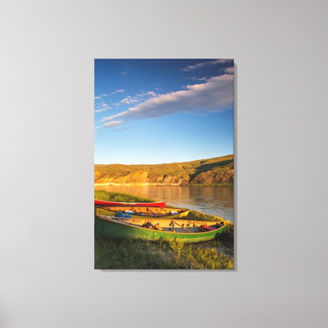 Canoeing Along The White Cliffs Of Missouri Canvas Print (Front)