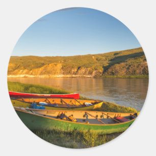 Canoeing Along The White Cliffs Of Missouri Classic Round Sticker