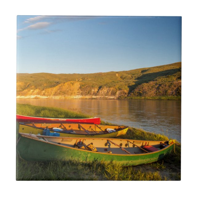Canoeing Along The White Cliffs Of Missouri Tile (Front)