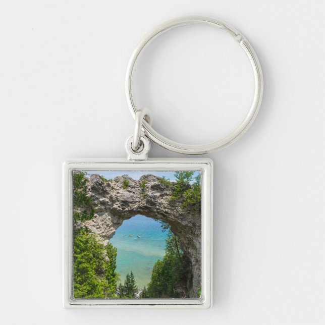 Canoeing At Arch Rock Key Ring (Front)